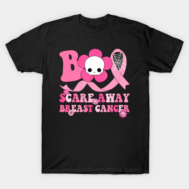 Groovy Boo Halloween Scare Away Breast Cancer Awareness T-Shirt by everetto